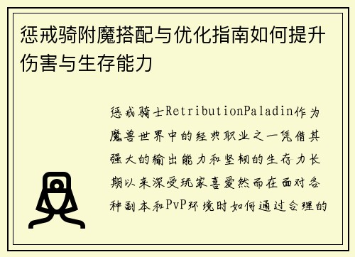 惩戒骑附魔搭配与优化指南如何提升伤害与生存能力